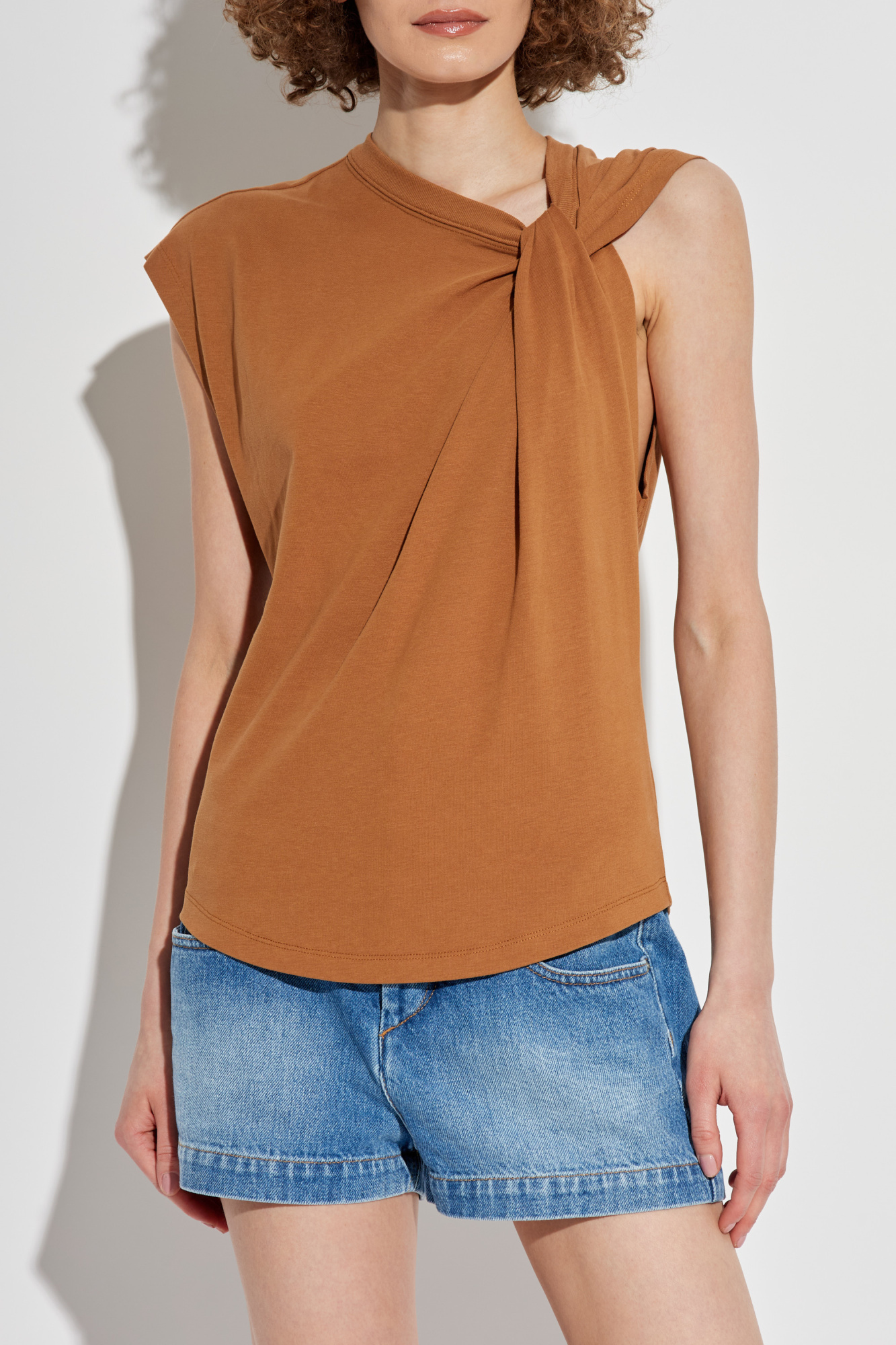 【送料&関税込】Isabel Marant Nayda Knot-detailed T-shirt ISABEL MARANT Nayda knotted cotton-jersey top | NET-A-PORTER